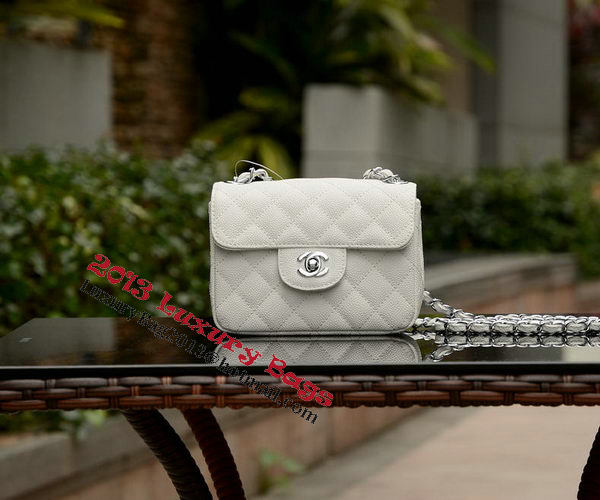 Chanel Classic MINI Flap Bag White Cannage Pattern A1115 Silver Chanel Classic MINI Flap Bag White Cannage Pattern A1115 Silver