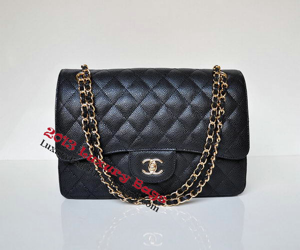 Chanel Jumbo Quilted Classic Flap Bag Black Cannage Patterns A58600 Gold Chanel Jumbo Quilted Classic Flap Bag Black Cannage Patterns A58600 Gold