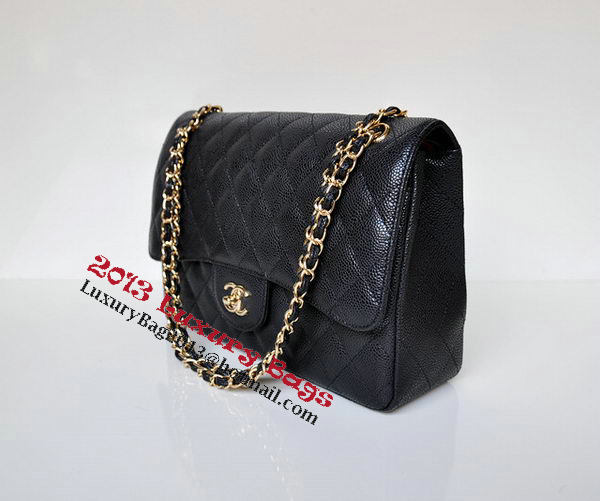 Chanel Jumbo Quilted Classic Flap Bag Black Cannage Patterns A58600 Gold Chanel Jumbo Quilted Classic Flap Bag Black Cannage Patterns A58600 Gold