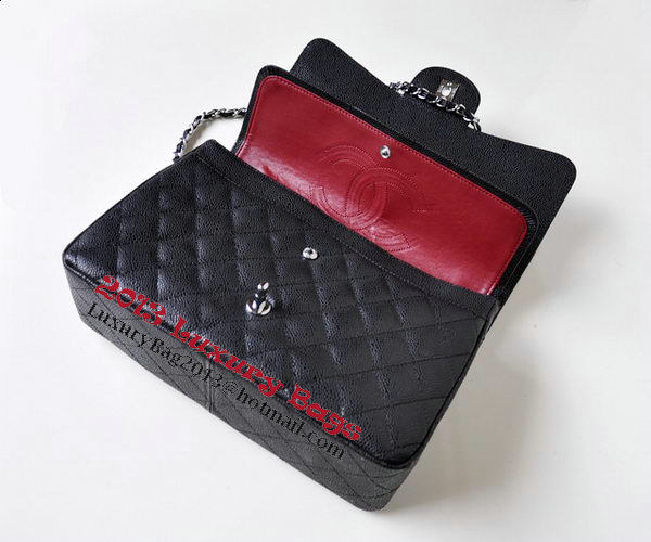 Chanel Jumbo Quilted Classic Flap Bag Black Cannage Patterns A58600 Silver Chanel Jumbo Quilted Classic Flap Bag Black Cannage Patterns A58600 Silver