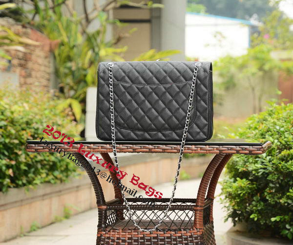 Chanel Maxi Quilted Classic Flap Bag Black Cannage Patterns A58601 Silver Chanel Maxi Quilted Classic Flap Bag Black Cannage Patterns A58601 Silver