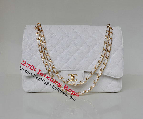 Chanel Maxi Quilted Classic Flap Bag White Cannage Patterns A58601 Gold Chanel Maxi Quilted Classic Flap Bag White Cannage Patterns A58601 Gold