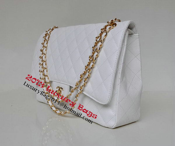 Chanel Maxi Quilted Classic Flap Bag White Cannage Patterns A58601 Gold Chanel Maxi Quilted Classic Flap Bag White Cannage Patterns A58601 Gold