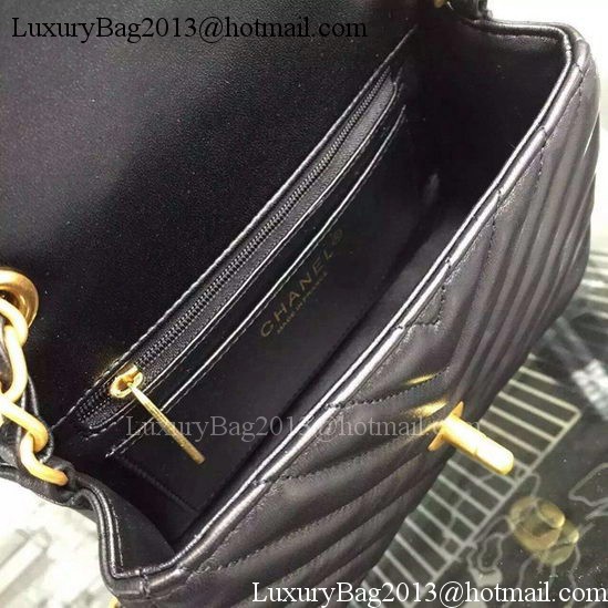 Chanel Classic mini Flap Bag Black Chevron Sheepskin Leather A68748 Gold Chanel Classic mini Flap Bag Black Chevron Sheepskin Leather A68748 Gold