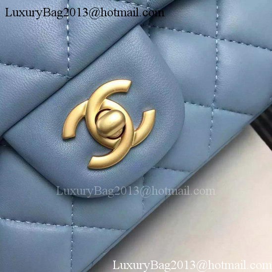 Chanel Classic mini Flap Bag SkyBlue Sheepskin Leather A67350 Gold Chanel Classic mini Flap Bag SkyBlue Sheepskin Leather A67350 Gold