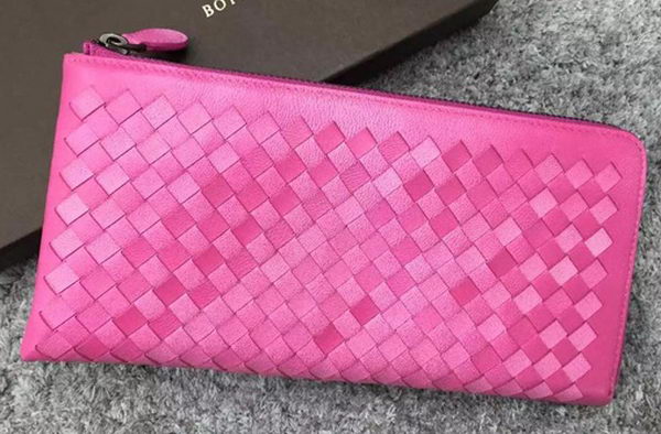 Bottega Veneta Intrecciato Leather Clutch BV144077 Rosy