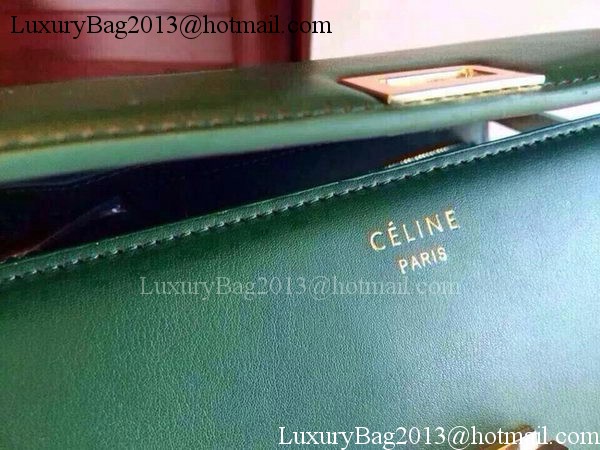 Celine Classic Box Flap Bag Calfskin Leather C2263 Green Celine Classic Box Flap Bag Calfskin Leather C2263 Green