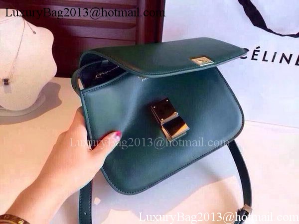 Celine Classic Box Flap Bag Calfskin Leather C2263 Green Celine Classic Box Flap Bag Calfskin Leather C2263 Green
