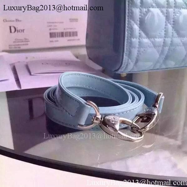 Dior Small Lady Dior Bag Patent Leather CD5502 Light Blue Dior Small Lady Dior Bag Patent Leather CD5502 Light Blue