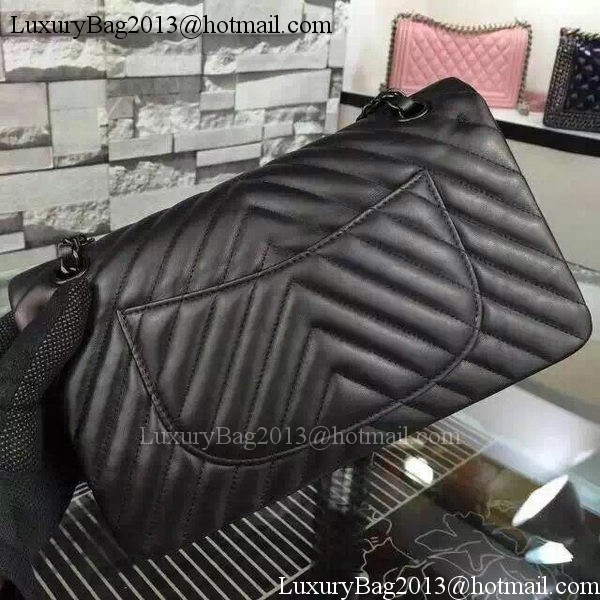 Chanel 2.55 Series Flap Bag Black Lambskin Chevron Leather A5023 Black Chanel 2.55 Series Flap Bag Black Lambskin Chevron Leather A5023 Black