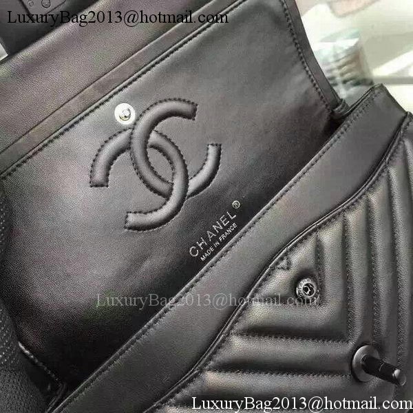 Chanel 2.55 Series Flap Bag Black Lambskin Chevron Leather A5023 Black Chanel 2.55 Series Flap Bag Black Lambskin Chevron Leather A5023 Black