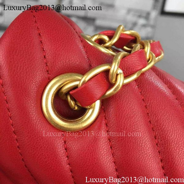 Chanel 2.55 Series Flap Bag Red Lambskin Chevron Leather A5023 Gold Chanel 2.55 Series Flap Bag Red Lambskin Chevron Leather A5023 Gold