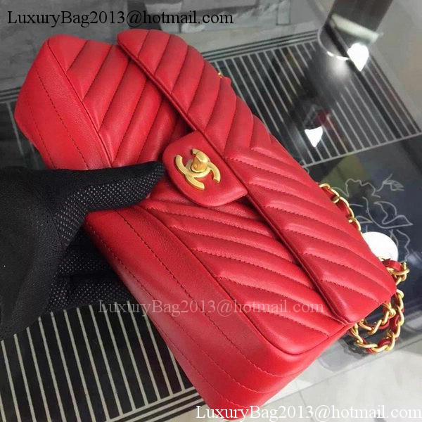 Chanel 2.55 Series Flap Bag Red Lambskin Chevron Leather A5023 Gold Chanel 2.55 Series Flap Bag Red Lambskin Chevron Leather A5023 Gold
