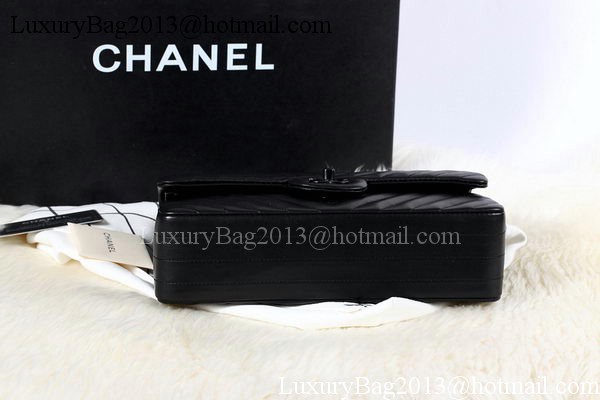Chanel 2.55 Series Flap Bag Sheepskin Chevron Leather A1112 Black Chanel 2.55 Series Flap Bag Sheepskin Chevron Leather A1112 Black