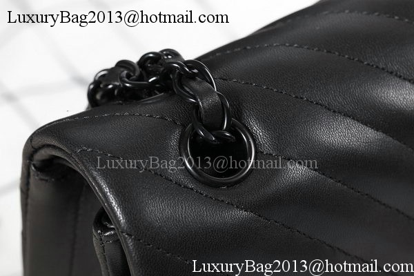 Chanel 2.55 Series Flap Bag Sheepskin Chevron Leather A1112 Black Chanel 2.55 Series Flap Bag Sheepskin Chevron Leather A1112 Black