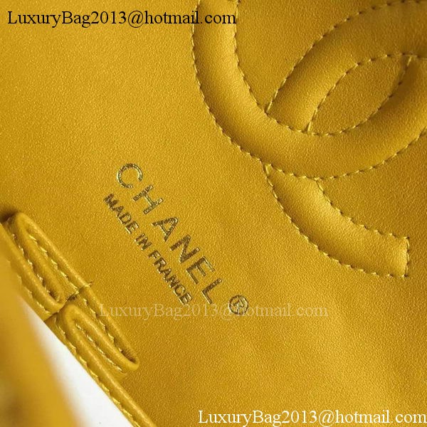 Chanel 2.55 Series Flap Bag Yellow Lambskin Chevron Leather A5023 Gold Chanel 2.55 Series Flap Bag Yellow Lambskin Chevron Leather A5023 Gold