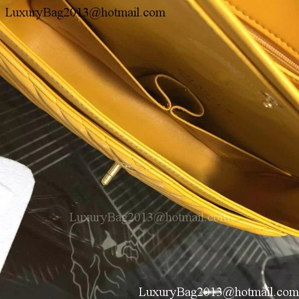 Chanel 2.55 Series Flap Bag Yellow Lambskin Chevron Leather A5023 Gold Chanel 2.55 Series Flap Bag Yellow Lambskin Chevron Leather A5023 Gold