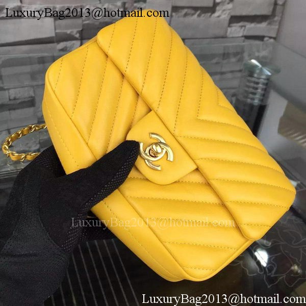 Chanel mini Classic Flap Bag Yellow Original Sheepskin Chevron Leather CHA5500 Gold Chanel mini Classic Flap Bag Yellow Original Sheepskin Chevron Leather CHA5500 Gold