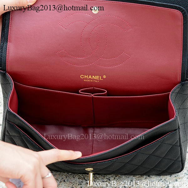 Chanel Jumbo Classic Black Cannage Pattern Flap Bag A58600 Gold