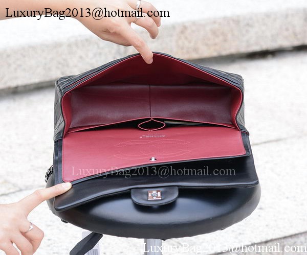 Chanel Jumbo Classic Black Sheepskin Flap Bag A58600 Silver Chanel Jumbo Classic Black Sheepskin Flap Bag A58600 Silver