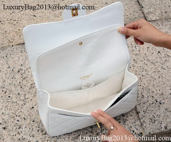 Chanel Jumbo Classic White Cannage Pattern Flap Bag A58600 Gold