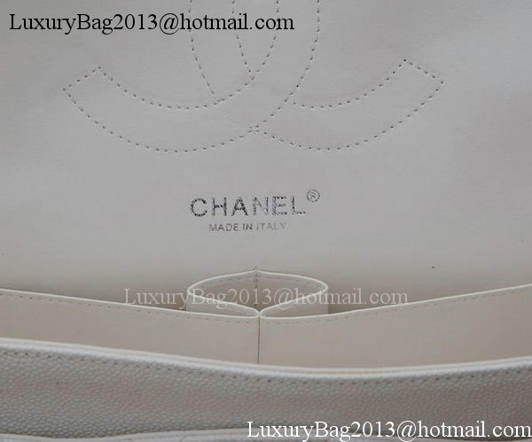 Chanel Jumbo Classic White Cannage Pattern Flap Bag A58600 Silver