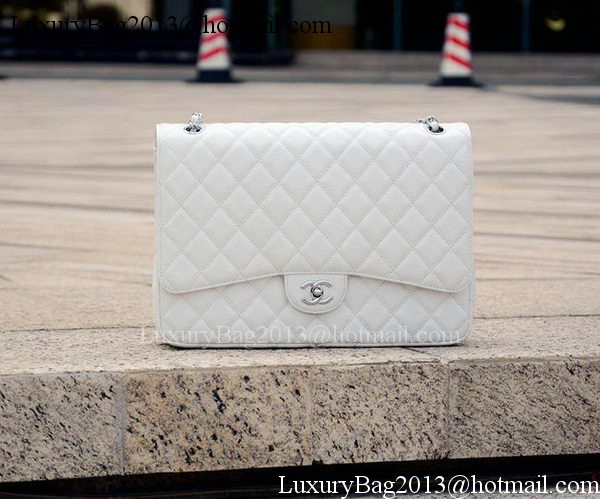 Chanel Maxi Quilted Classic Flap Bag White Cannage Pattern A58601 Silver Chanel Maxi Quilted Classic Flap Bag White Cannage Pattern A58601 Silver
