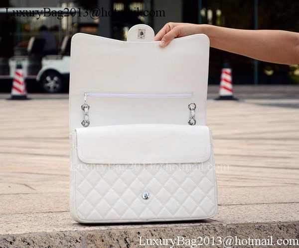 Chanel Maxi Quilted Classic Flap Bag White Cannage Pattern A58601 Silver Chanel Maxi Quilted Classic Flap Bag White Cannage Pattern A58601 Silver