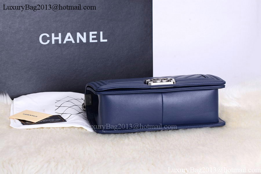 Chanel Boy Flap Shoulder Bags Chevron Calfskin Leather A67086 Blue Chanel Boy Flap Shoulder Bags Chevron Calfskin Leather A67086 Blue