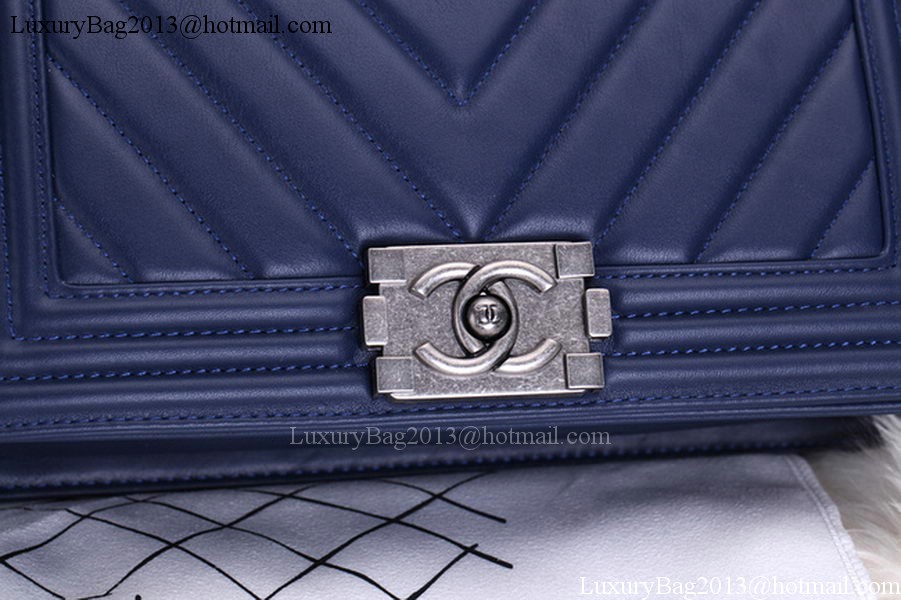 Chanel Boy Flap Shoulder Bags Chevron Calfskin Leather A67086 Blue Chanel Boy Flap Shoulder Bags Chevron Calfskin Leather A67086 Blue
