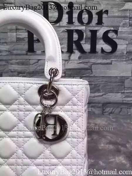 Dior Small Lady Dior Bag Sheepskin Leather CD6322 White Dior Small Lady Dior Bag Sheepskin Leather CD6322 White