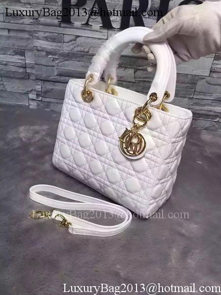 Dior Small Lady Dior Bag Sheepskin Leather CD6322 White Dior Small Lady Dior Bag Sheepskin Leather CD6322 White