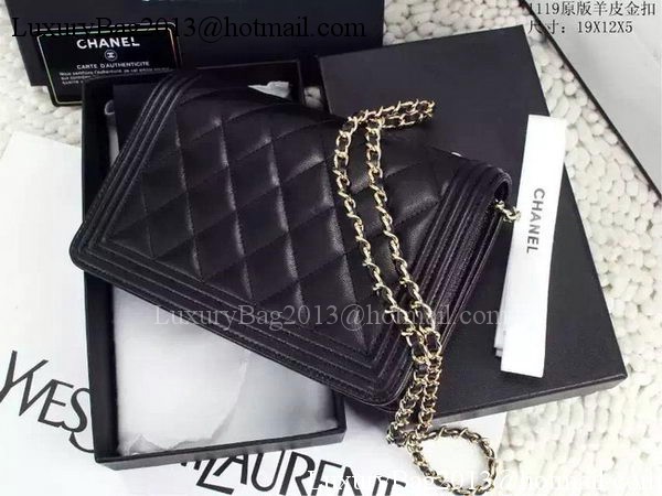 Boy Chanel WOC Flap Bag Black Sheepskin A1119 Gold Boy Chanel WOC Flap Bag Black Sheepskin A1119 Gold