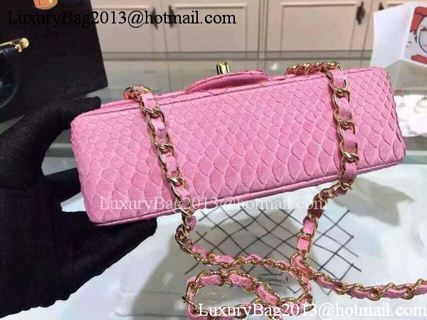 Chanel mini Classic Flap Bag Original Snake Leather A1116 Pink