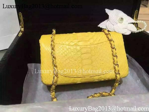 Chanel mini Classic Flap Bag Original Snake Leather A1116 Yellow Chanel mini Classic Flap Bag Original Snake Leather A1116 Yellow