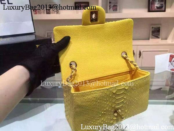 Chanel mini Classic Flap Bag Original Snake Leather A1116 Yellow Chanel mini Classic Flap Bag Original Snake Leather A1116 Yellow