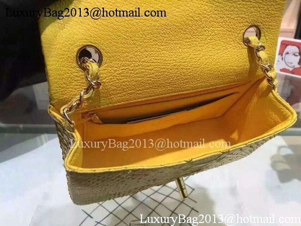 Chanel mini Classic Flap Bag Original Snake Leather A1116 Yellow Chanel mini Classic Flap Bag Original Snake Leather A1116 Yellow