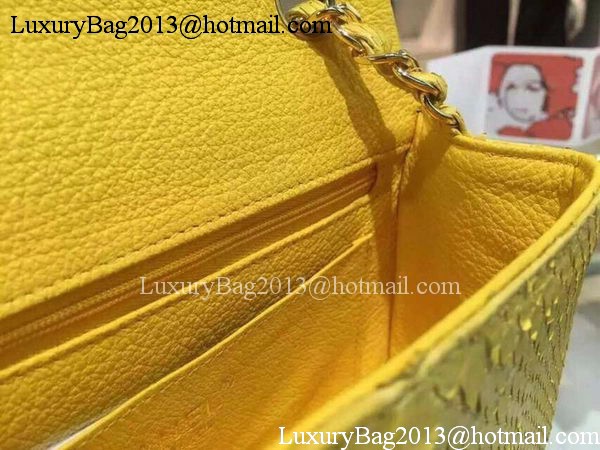 Chanel mini Classic Flap Bag Original Snake Leather A1116 Yellow Chanel mini Classic Flap Bag Original Snake Leather A1116 Yellow