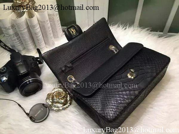 Chanel 2.55 Series Flap Bags Original Snake Leather A1112SA Black Chanel 2.55 Series Flap Bags Original Snake Leather A1112SA Black