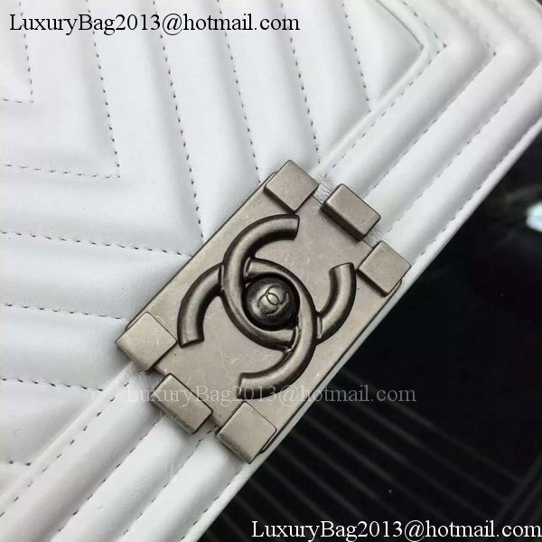 Boy Chanel mini Flap Bag Original Chevron Sheepskin Leather A5707 White Boy Chanel mini Flap Bag Original Chevron Sheepskin Leather A5707 White