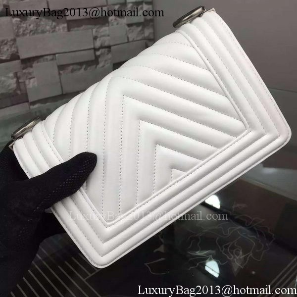 Boy Chanel mini Flap Bag Original Chevron Sheepskin Leather A5707 White Boy Chanel mini Flap Bag Original Chevron Sheepskin Leather A5707 White