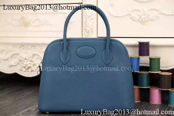 Hermes Bolide 37CM Calfskin Leather Tote Bag B1004 Blue Hermes Bolide 37CM Calfskin Leather Tote Bag B1004 Blue