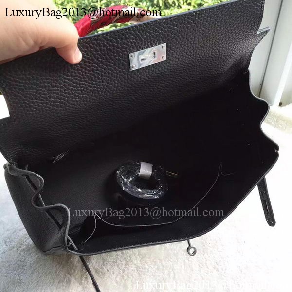 Hermes Kelly 32cm Shoulder Bag Black Calfskin Leather K32CL Silver Hermes Kelly 32cm Shoulder Bag Black Calfskin Leather K32CL Silver