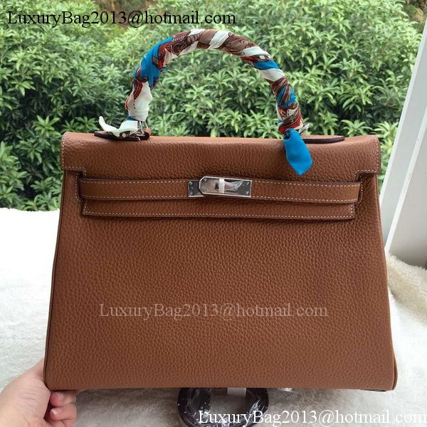 Hermes Kelly 32cm Shoulder Bag Brown Calfskin Leather K32CL Silver Hermes Kelly 32cm Shoulder Bag Brown Calfskin Leather K32CL Silver