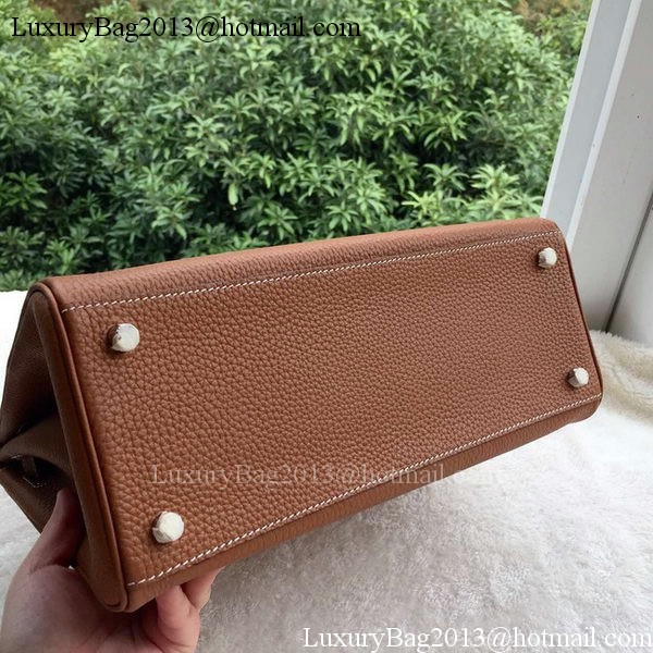 Hermes Kelly 32cm Shoulder Bag Brown Calfskin Leather K32CL Silver Hermes Kelly 32cm Shoulder Bag Brown Calfskin Leather K32CL Silver