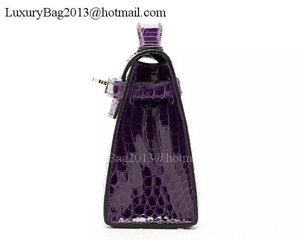 Hermes MINI Kelly 22cm Clutch Croco Leather KL22 Purple Hermes MINI Kelly 22cm Clutch Croco Leather KL22 Purple