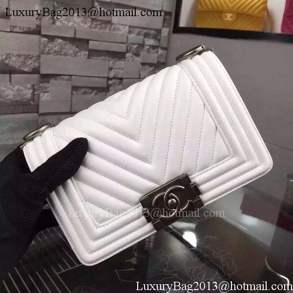 Boy Chanel mini Flap Bag Original Chevron Nubuck Leather A5707 White Boy Chanel mini Flap Bag Original Chevron Nubuck Leather A5707 White