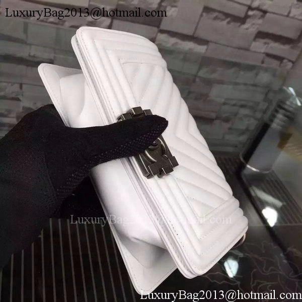 Boy Chanel mini Flap Bag Original Chevron Nubuck Leather A5707 White Boy Chanel mini Flap Bag Original Chevron Nubuck Leather A5707 White