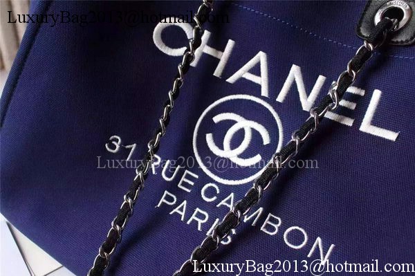 Chanel Large Canvas Tote Shopping Bag A5002 Blue Chanel Large Canvas Tote Shopping Bag A5002 Blue