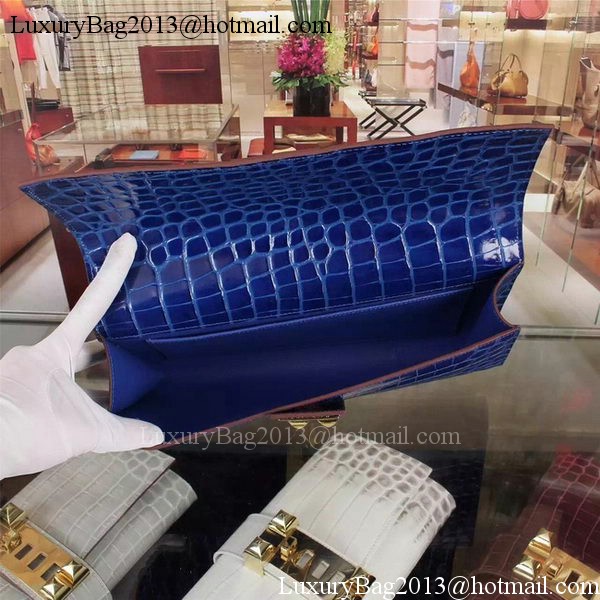Hermes Croco Leather Clutch H88017 Blue Hermes Croco Leather Clutch H88017 Blue